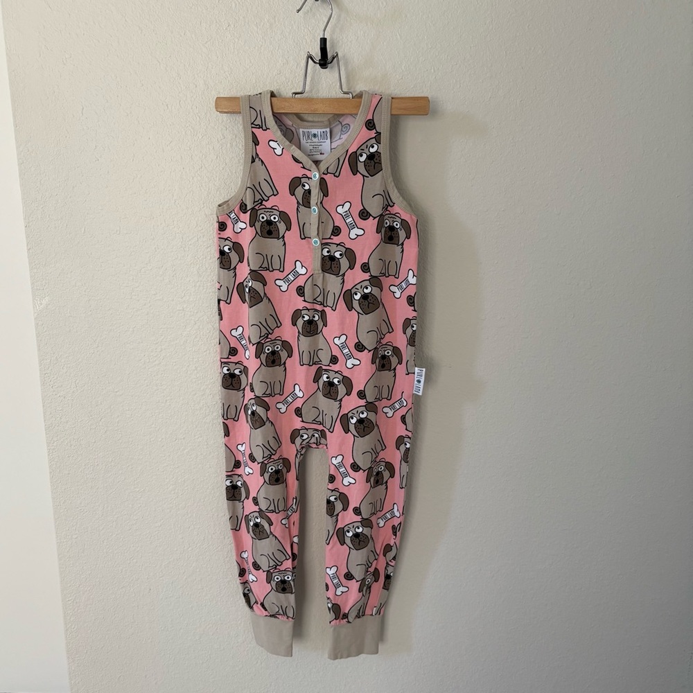 Purl Lamb Pink Pug Romper Size 5/6T